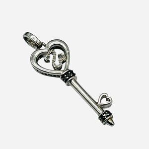 Jane Seymour Open Hearts Sterling Diamond Key Pendant